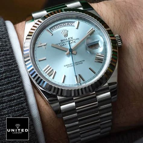 rolex day-date platinum president blue replica|rolex day date diamond bracelet.